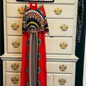 Multi colored maxi dress, size S.